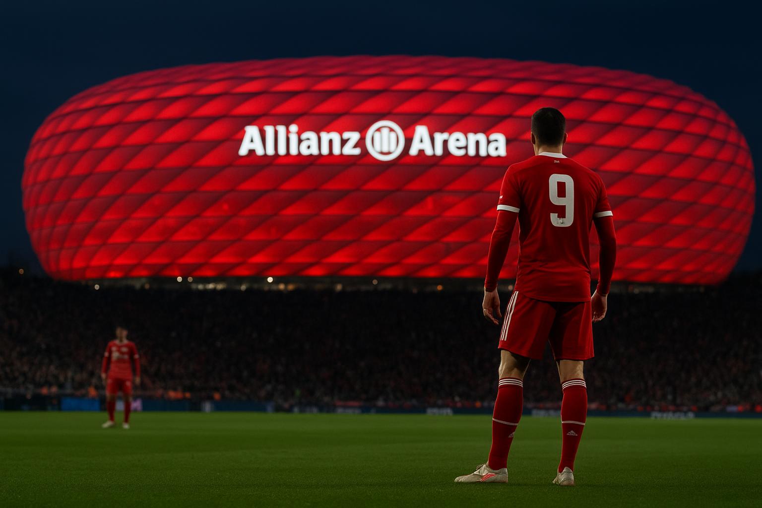 Avondsfeer in en rond de Allianz Arena in aanloop naar Bayern-PSG in de Champions League