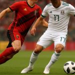 Dodi Lukebakio viert met ploegmaats bij de Rode Duivels in het duel tegen Mexico