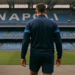 Noa Lang in Napoli-context tijdens een training, gezien vanop de rug