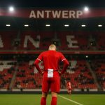 Sfeerbeeld in het stadion van Royal Antwerp FC zonder herkenbare gezichten
