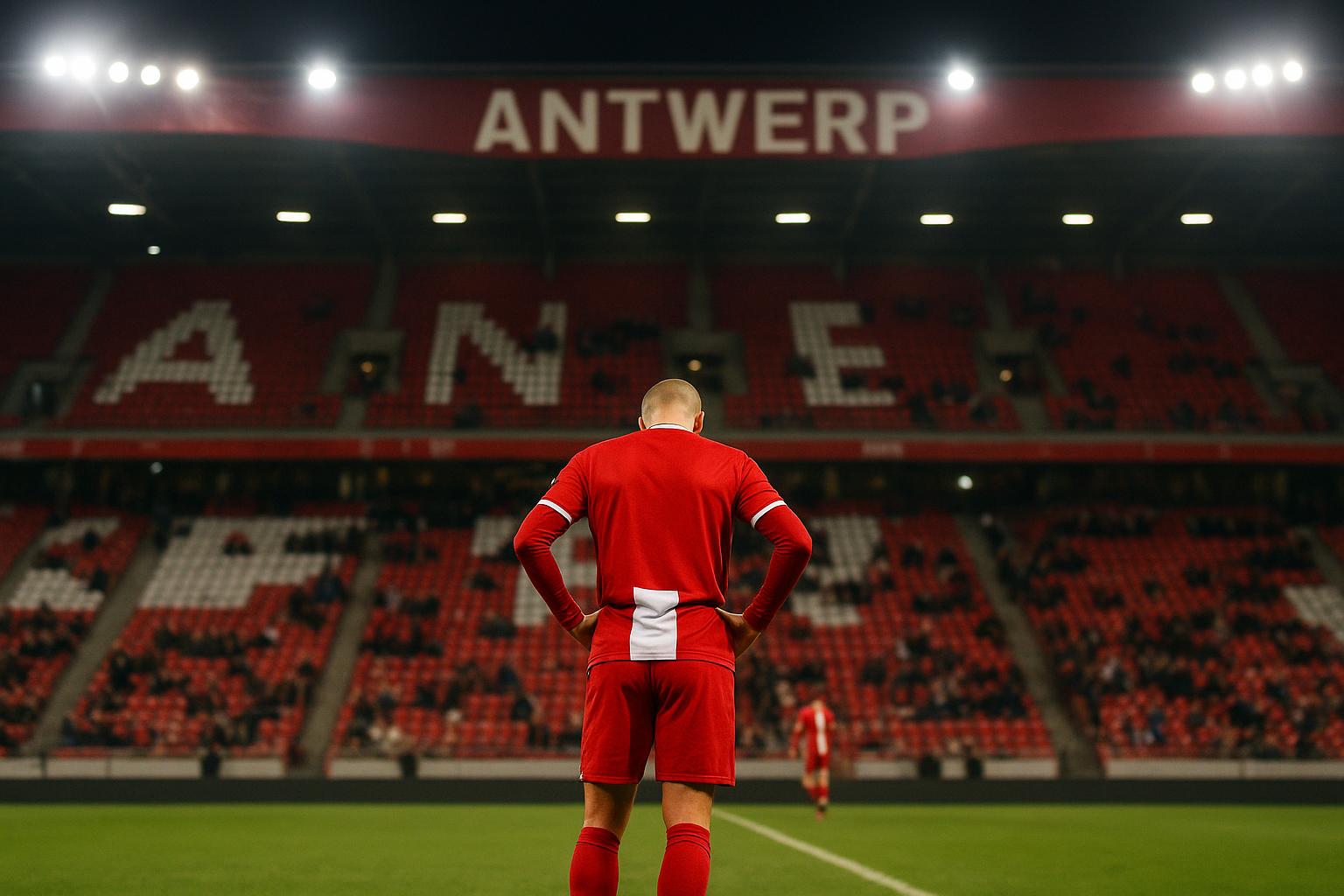 Sfeerbeeld in het stadion van Royal Antwerp FC zonder herkenbare gezichten