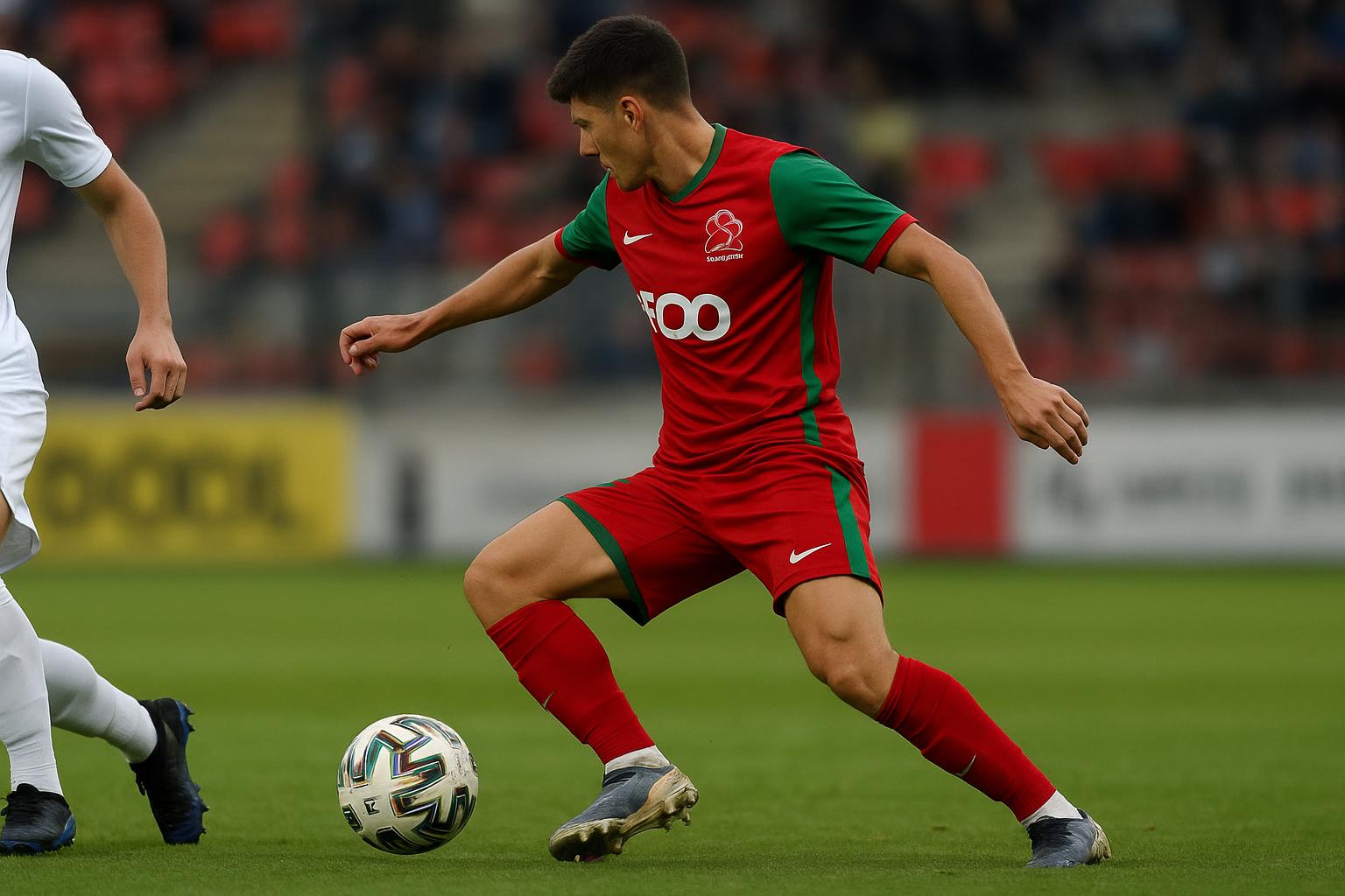 Jeppe Erenbjerg van Zulte Waregem in duel tijdens een wedstrijd in de Jupiler Pro League.