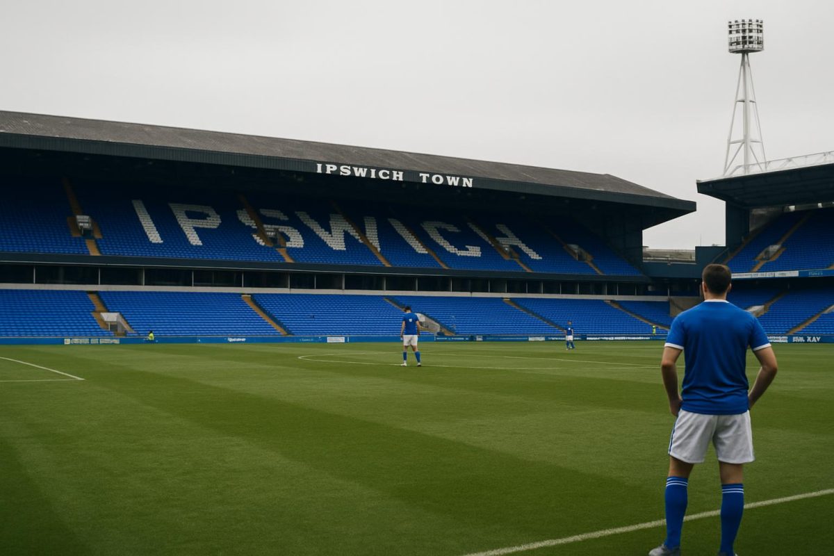 Sfeerbeeld in het stadion van Ipswich Town op Portman Road