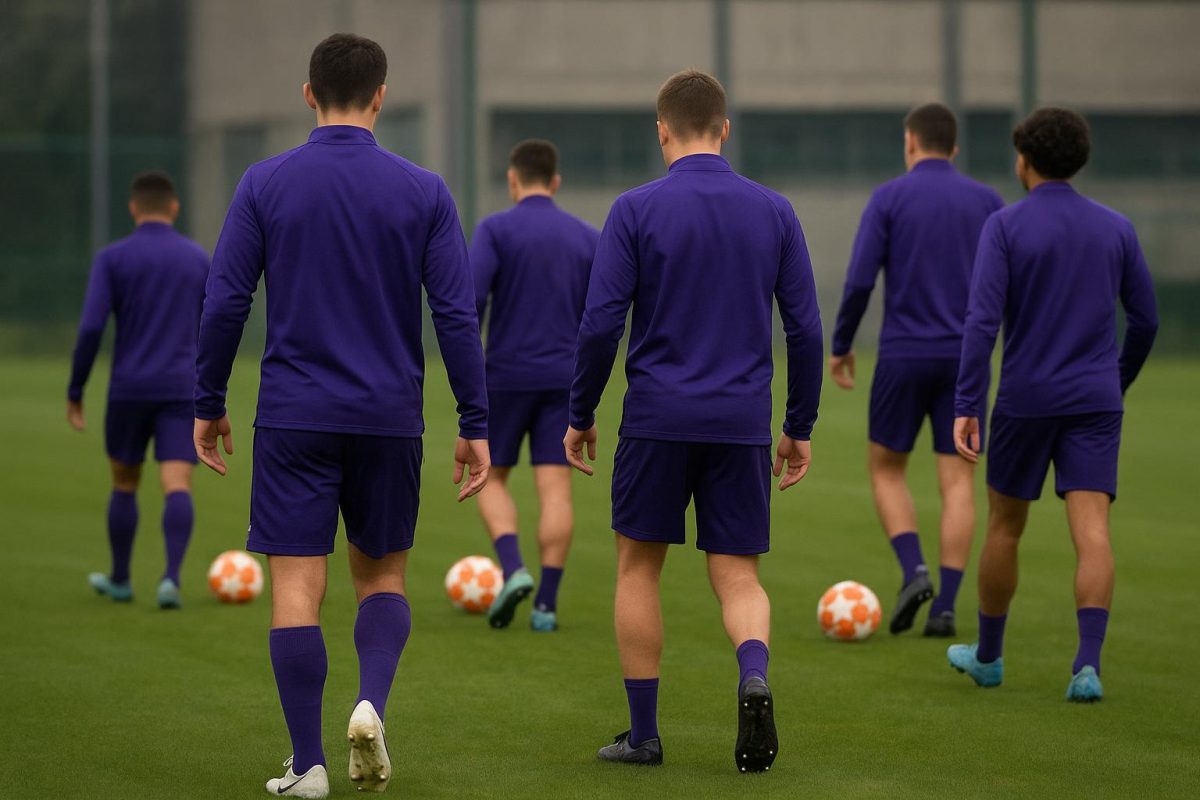 Spelers van RSC Anderlecht op training in aanloop naar de match tegen Club Brugge