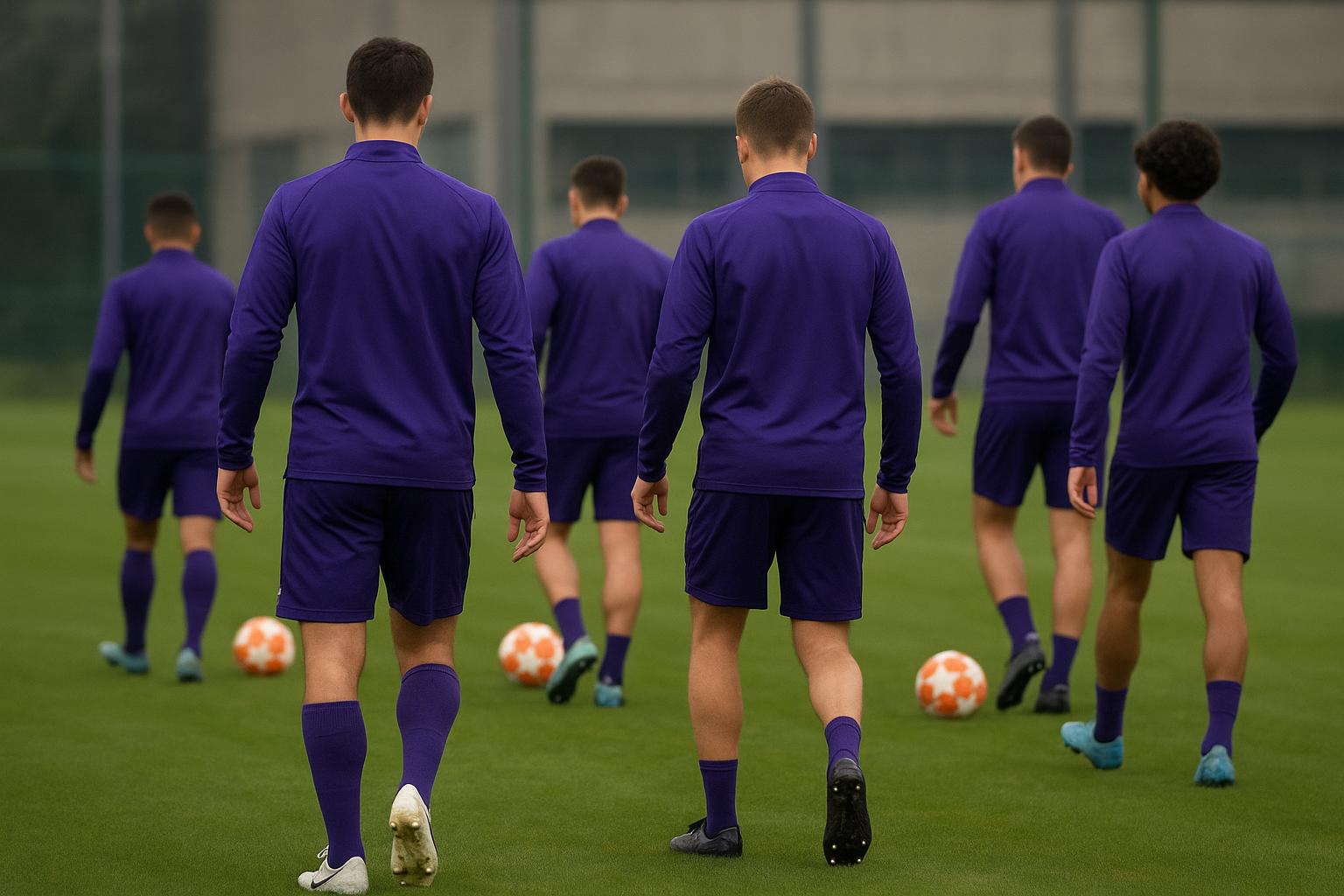 Spelers van RSC Anderlecht op training in aanloop naar de match tegen Club Brugge