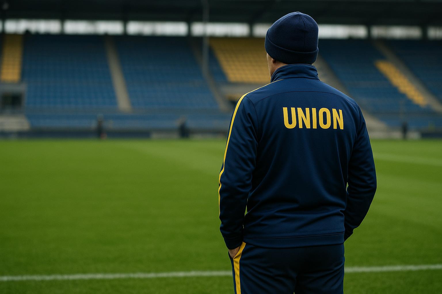 David Hubert langs de zijlijn bij Union SG in aanloop naar de Champions’ Play-Offs