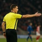 Scheidsrechter Nicolas Laforge tijdens een wedstrijd in de Jupiler Pro League