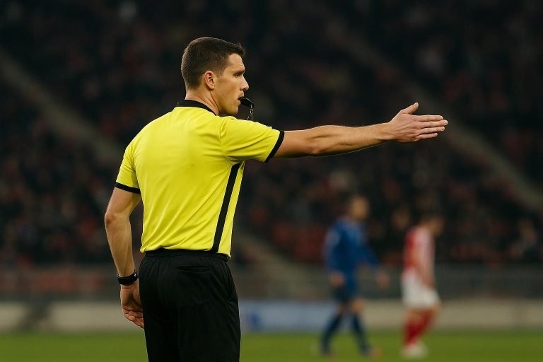 Scheidsrechter Nicolas Laforge tijdens een wedstrijd in de Jupiler Pro League
