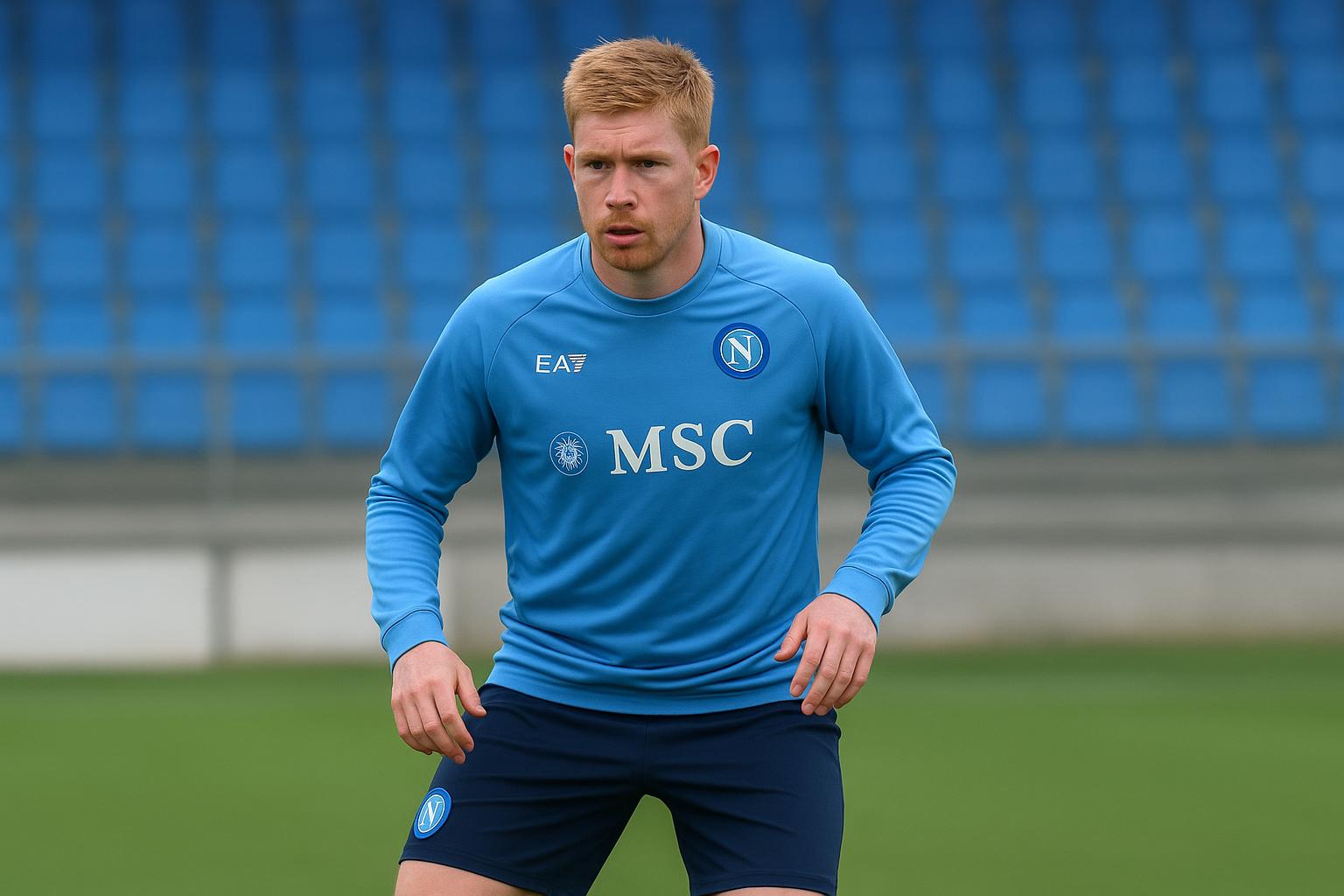 Kevin De Bruyne in Napoli-trainingskledij op het veld