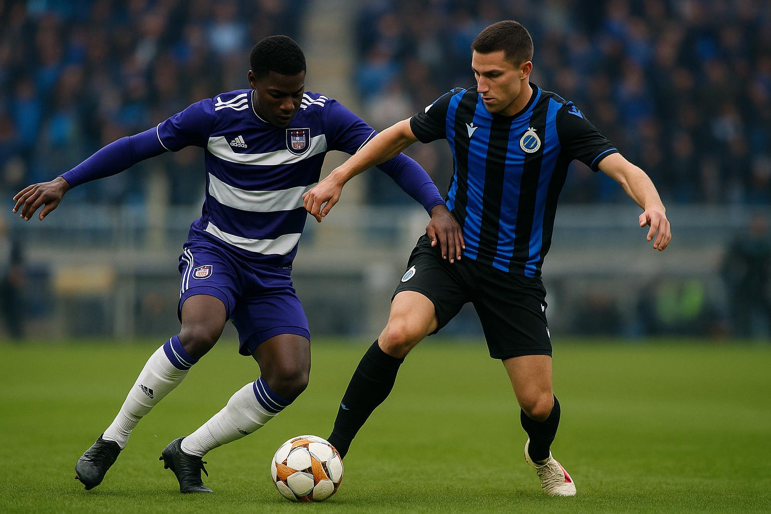 Spelmoment tijdens Anderlecht tegen Club Brugge in de Jupiler Pro League