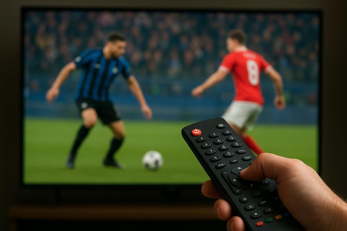 Canal+ in een tv-omgeving die verwijst naar voetbaluitzendrechten in Belgiƫ