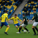 Sfeerbeeld van het kunstgras in Stayen tijdens een wedstrijd van STVV