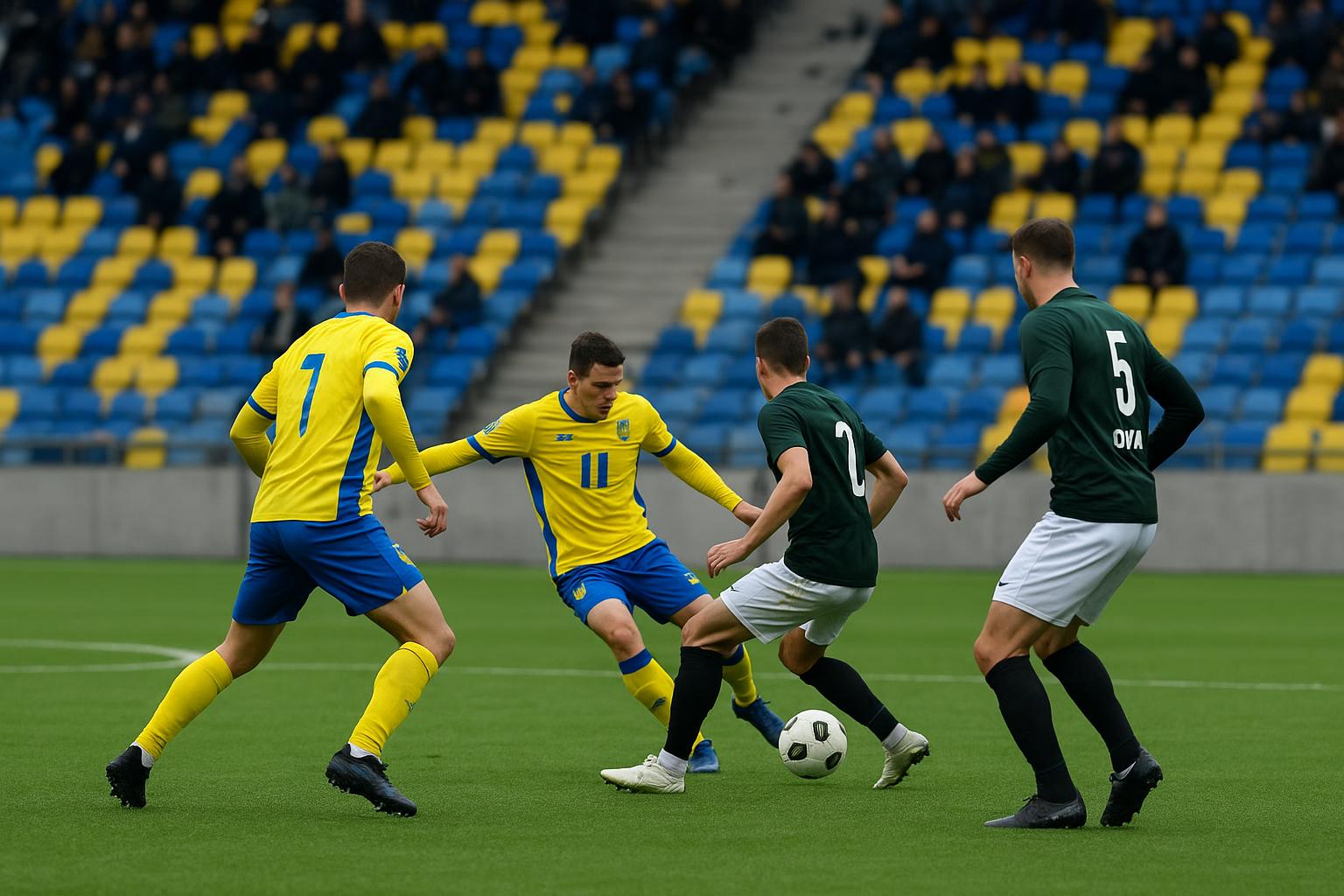 Sfeerbeeld van het kunstgras in Stayen tijdens een wedstrijd van STVV