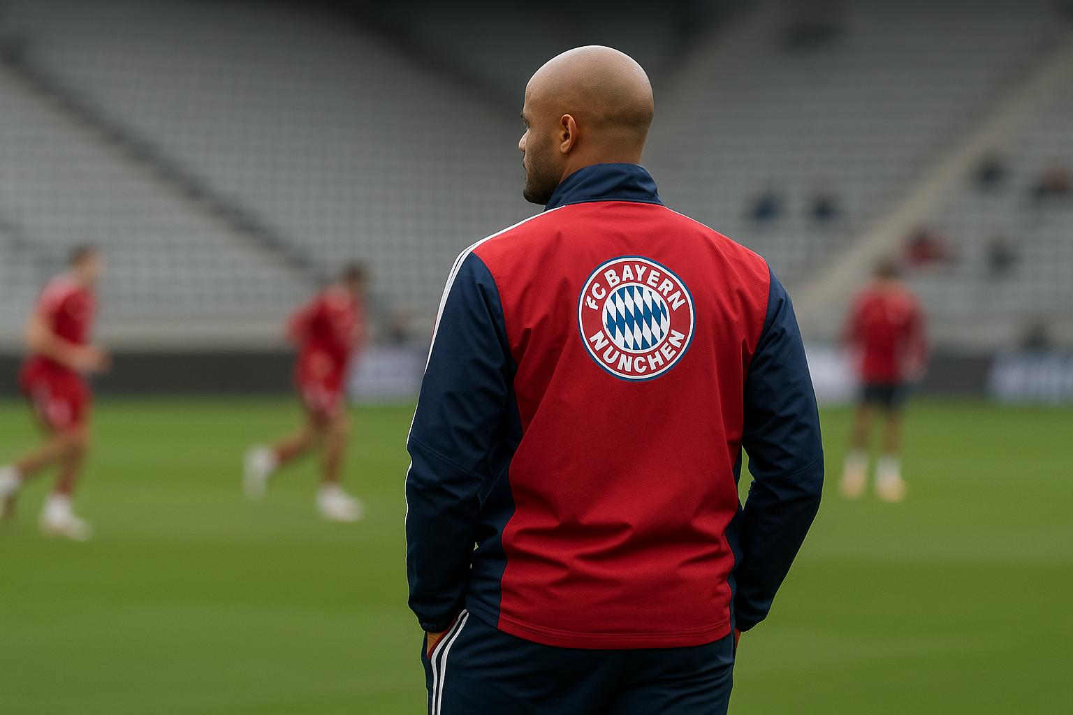 Vincent Kompany als coach van Bayern München in een Bundesliga-context langs de zijlijn