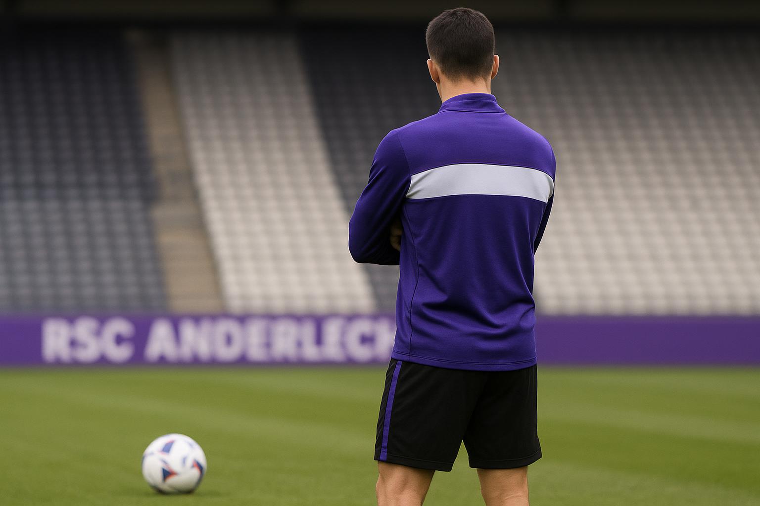 Nathan De Cat van RSC Anderlecht in trainingscontext op het veld