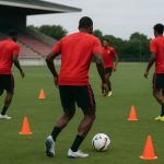 Rode Duivels tijdens een trainingssessie op oefenstage in de Verenigde Staten
