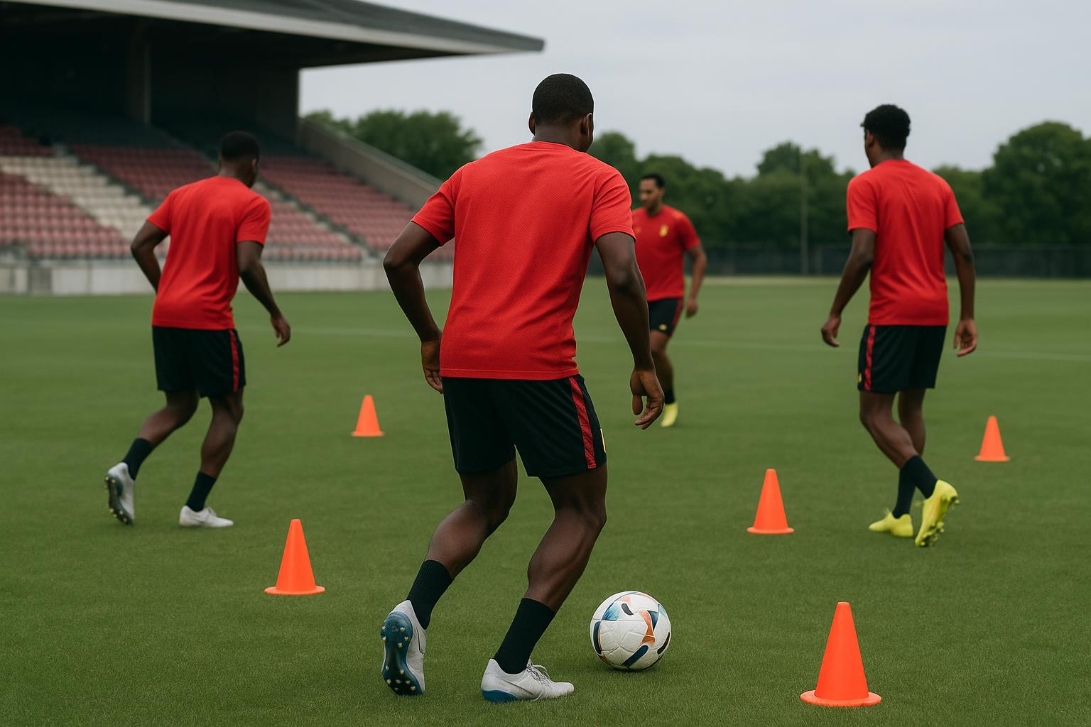 Rode Duivels tijdens een trainingssessie op oefenstage in de Verenigde Staten