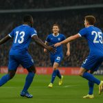 KRC Genk viert een doelpunt in de match tegen Royal Antwerp FC