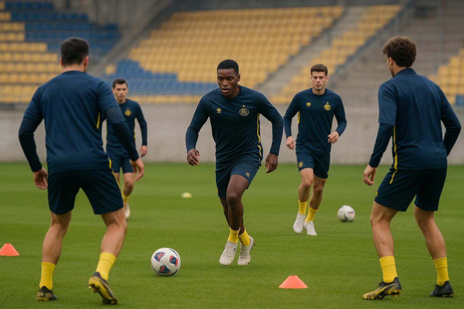 Speler van Union SG op training met bal in aanloop naar de Play-Offs