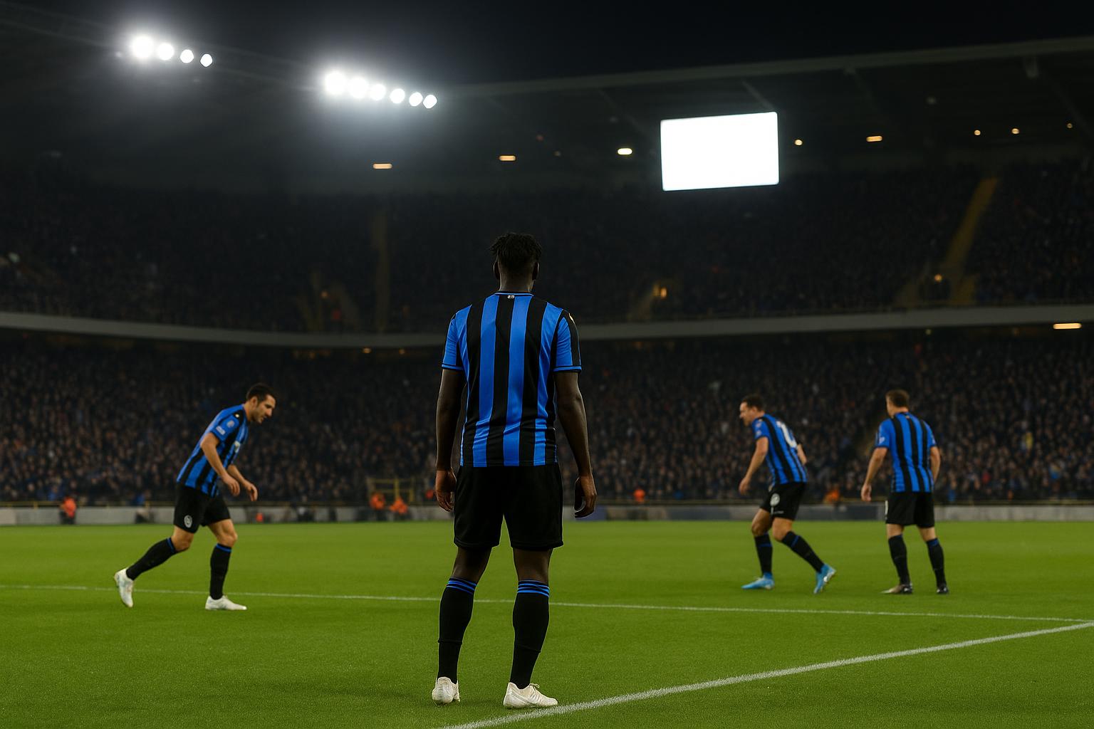 Sfeerbeeld in een stadion tijdens de Champions' Play-Offs met Club Brugge en Union SG als context