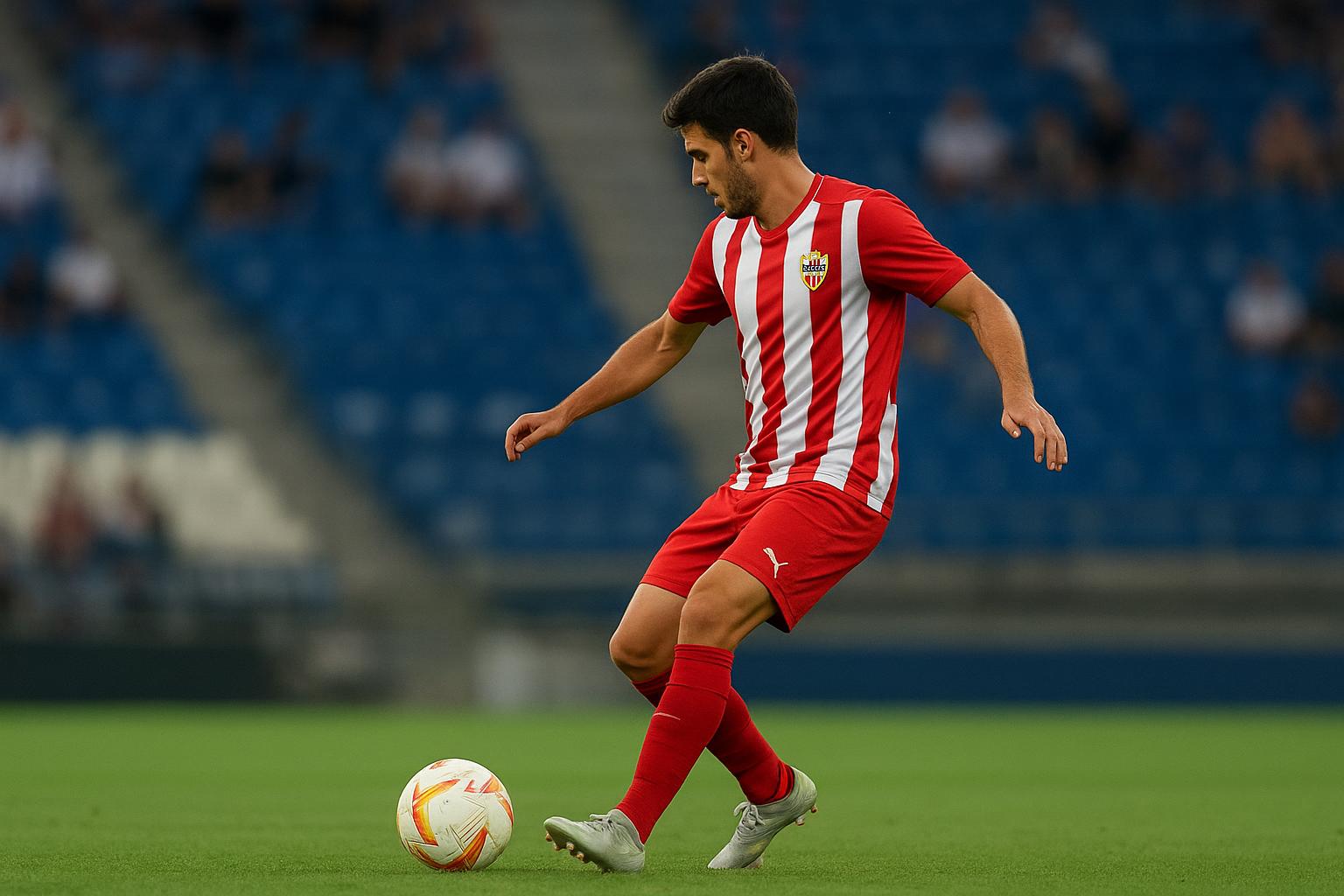 Sergio Arribas van UD Almeria in actie tijdens een wedstrijd