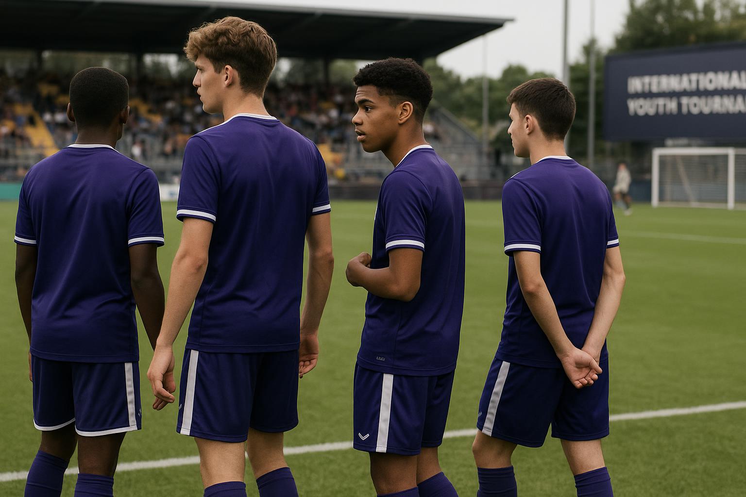 Spelers van Anderlecht U17 tijdens een jeugdwedstrijd op een internationaal toernooi