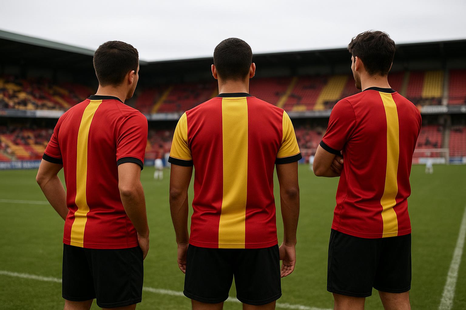 Spelers van KV Mechelen vieren op het veld, met focus op de defensie