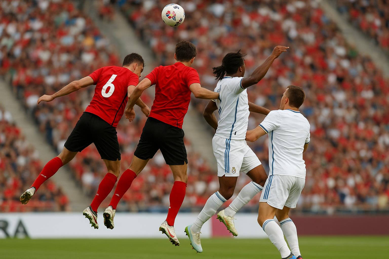 Actiefoto uit Real Mallorca tegen Real Madrid met spelers in duel om de bal