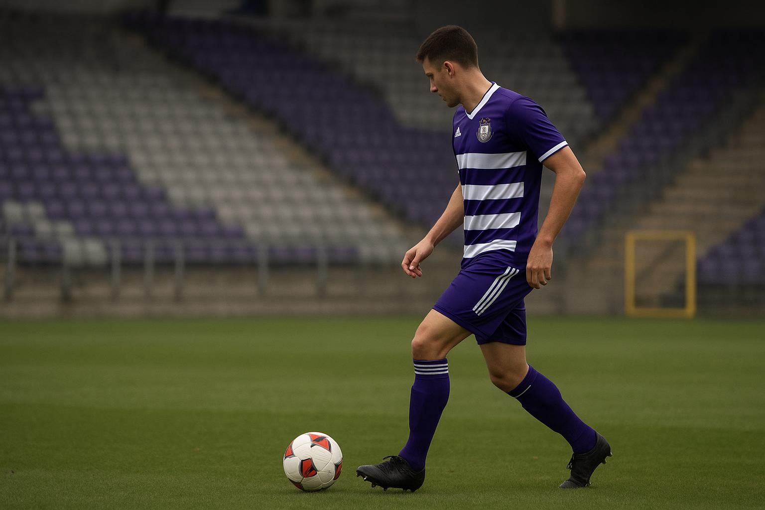 Nathan De Cat van RSC Anderlecht op het trainingsveld, in aanloop naar een drukke transferzomer