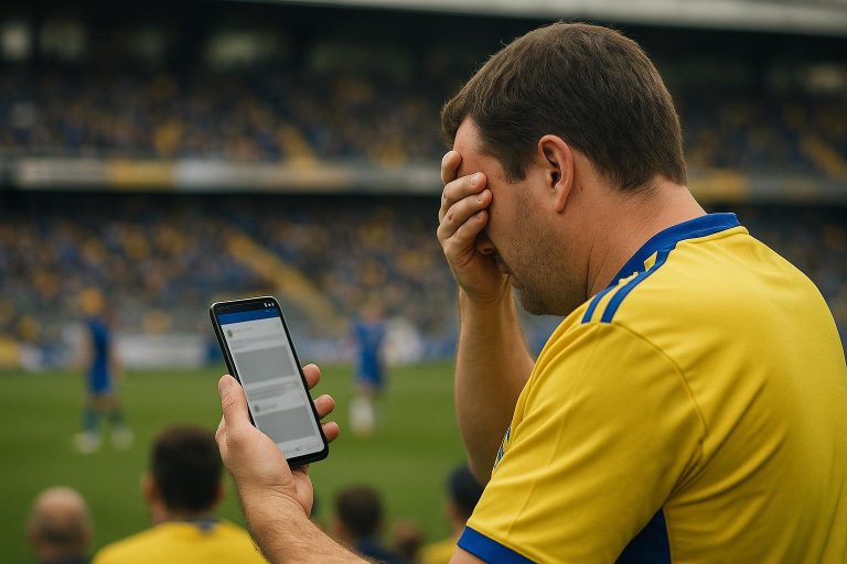 Keisuke Goto van STVV reageert na de betwiste penaltyfase tegen Union