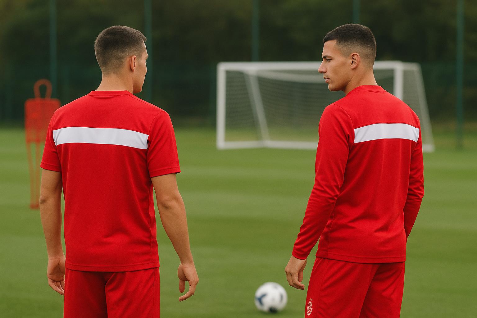 Spelers van Standard Luik op training terwijl contractgesprekken lopen