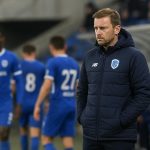 Nicky Hayen van KRC Genk langs de zijlijn tijdens de wedstrijd op Antwerp