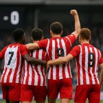 Spelers van Standard vieren na de 1-3-zege bij OHL in de Europe Play-offs