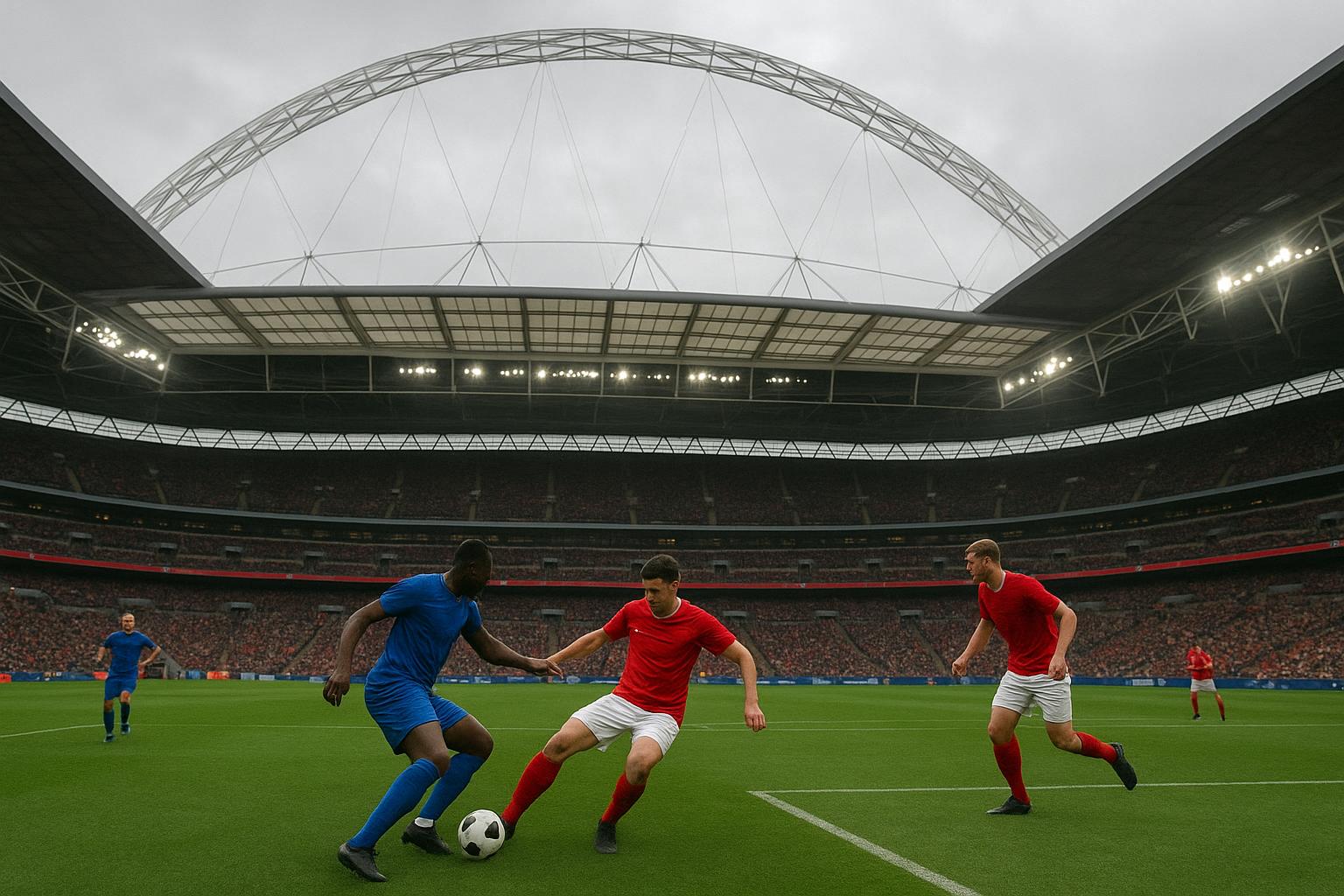 Wembley Stadium in Londen in aanloop naar de halve finales van de FA Cup