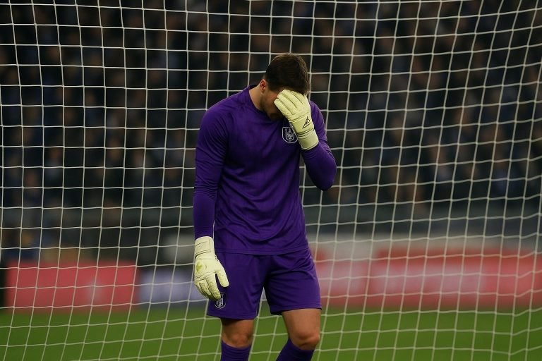 Colin Coosemans van Anderlecht reageert teleurgesteld na de nederlaag tegen Club Brugge