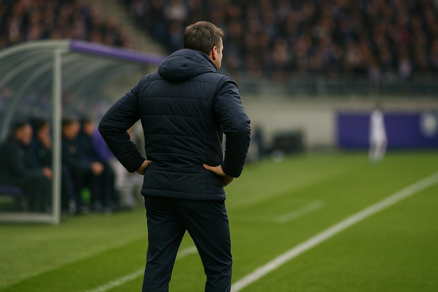 Jérémy Taravel langs de zijlijn bij Anderlecht tijdens een wedstrijd