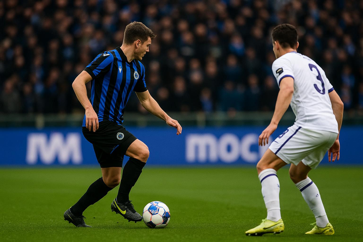 Spelmoment in Jan Breydel tijdens Club Brugge tegen RSC Anderlecht in de Champions’ Play-Offs