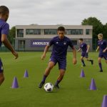 Jeugdspelers van RSC Anderlecht op het trainingscomplex in Neerpede