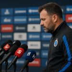 Ivan Leko, coach van Club Brugge, tijdens een persmoment na de wedstrijd.