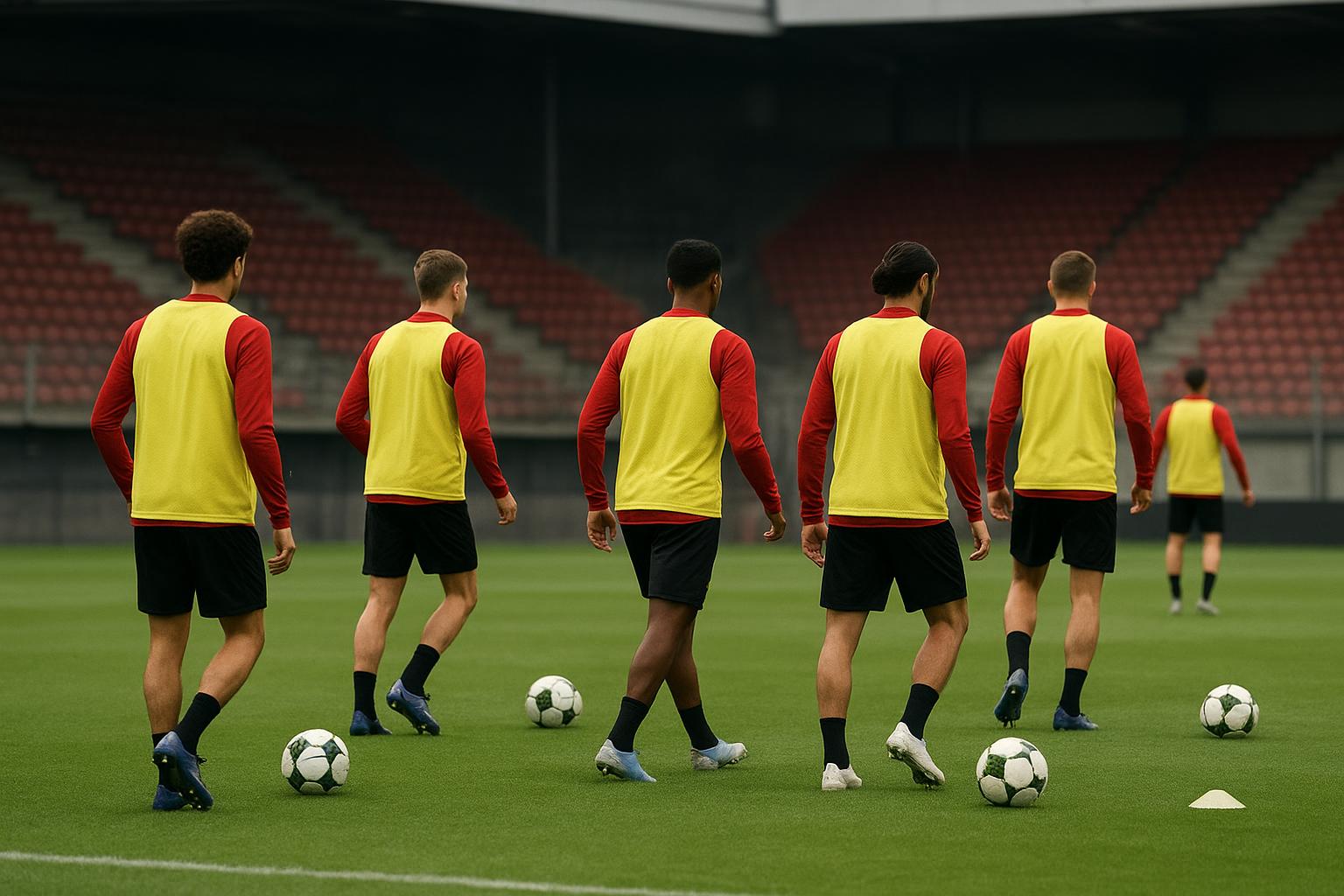 Sfeerbeeld van de Rode Duivels op training na de oefenwedstrijd tegen Mexico