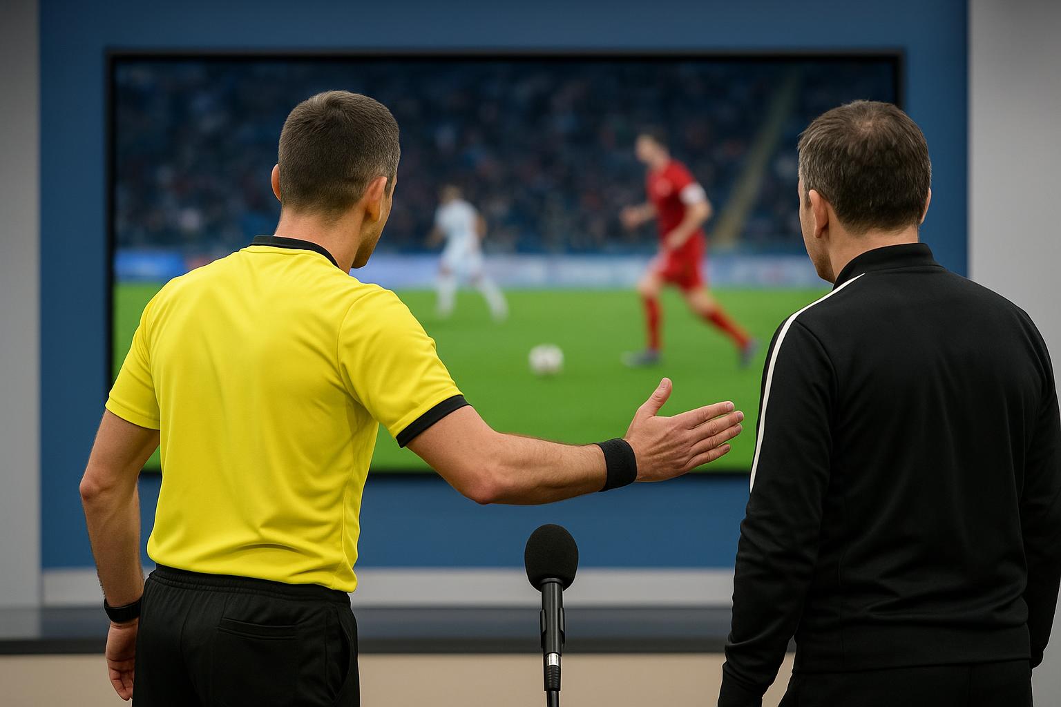 Peter Vandenbempt bespreekt de arbitrage in de Jupiler Pro League in een studiocontext.