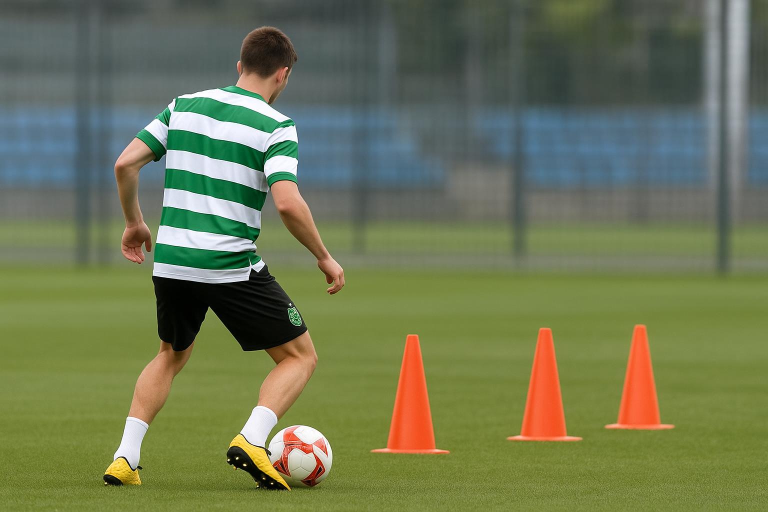 Zeno Debast tijdens een training van Sporting CP in aanloop naar een Champions League-wedstrijd