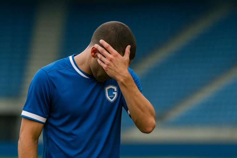 Joris Kayembe van KRC Genk in actie tijdens een wedstrijd.