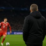 Vincent Kompany langs de zijlijn als coach van Bayern München in een Champions League-context
