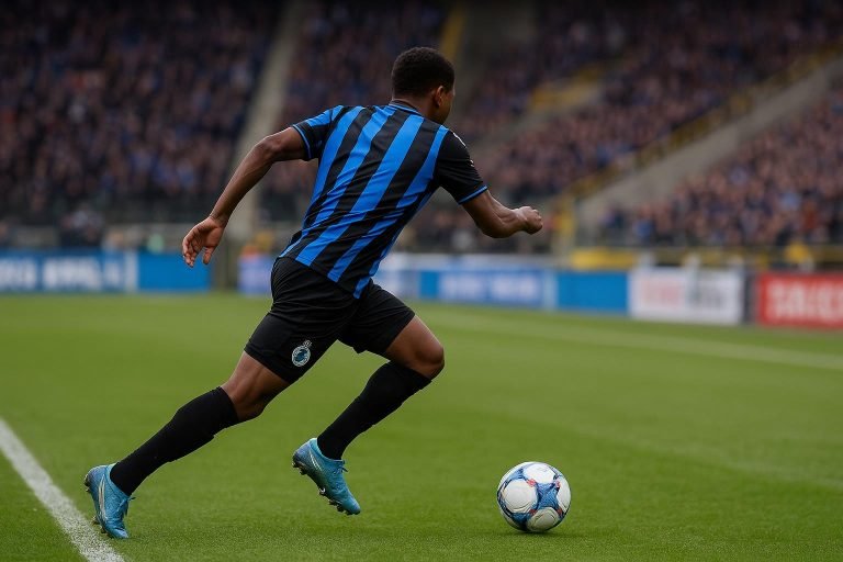 Kyriani Sabbe in actie voor Club Brugge tijdens een wedstrijd in het Jan Breydelstadion