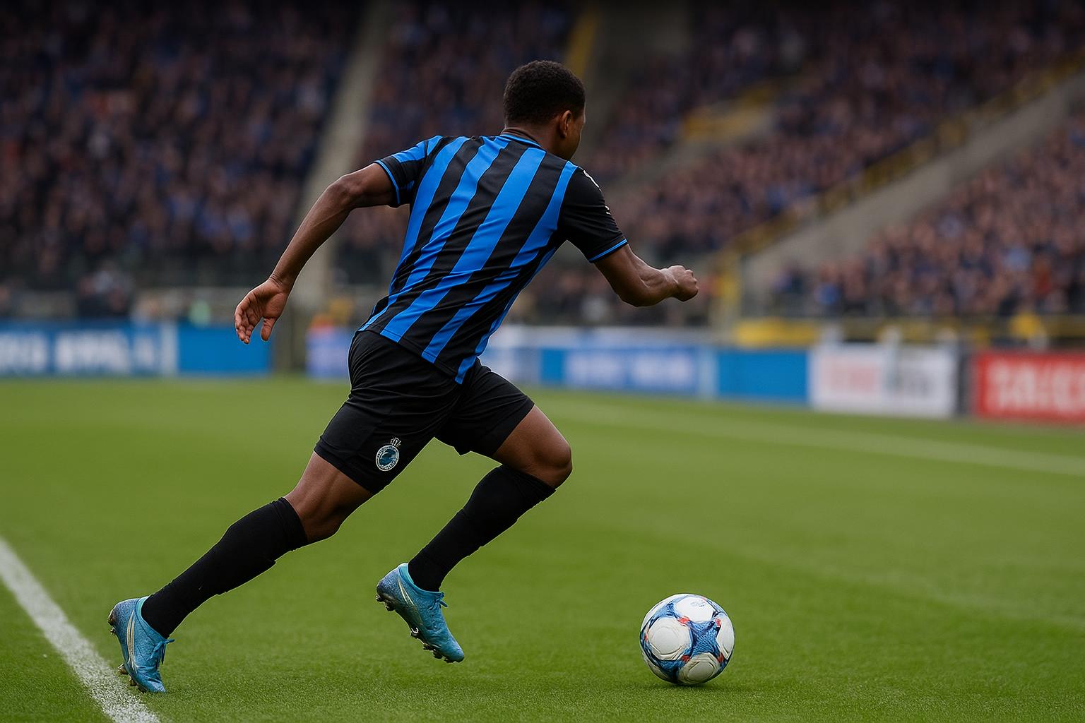 Kyriani Sabbe in actie voor Club Brugge tijdens een wedstrijd in het Jan Breydelstadion