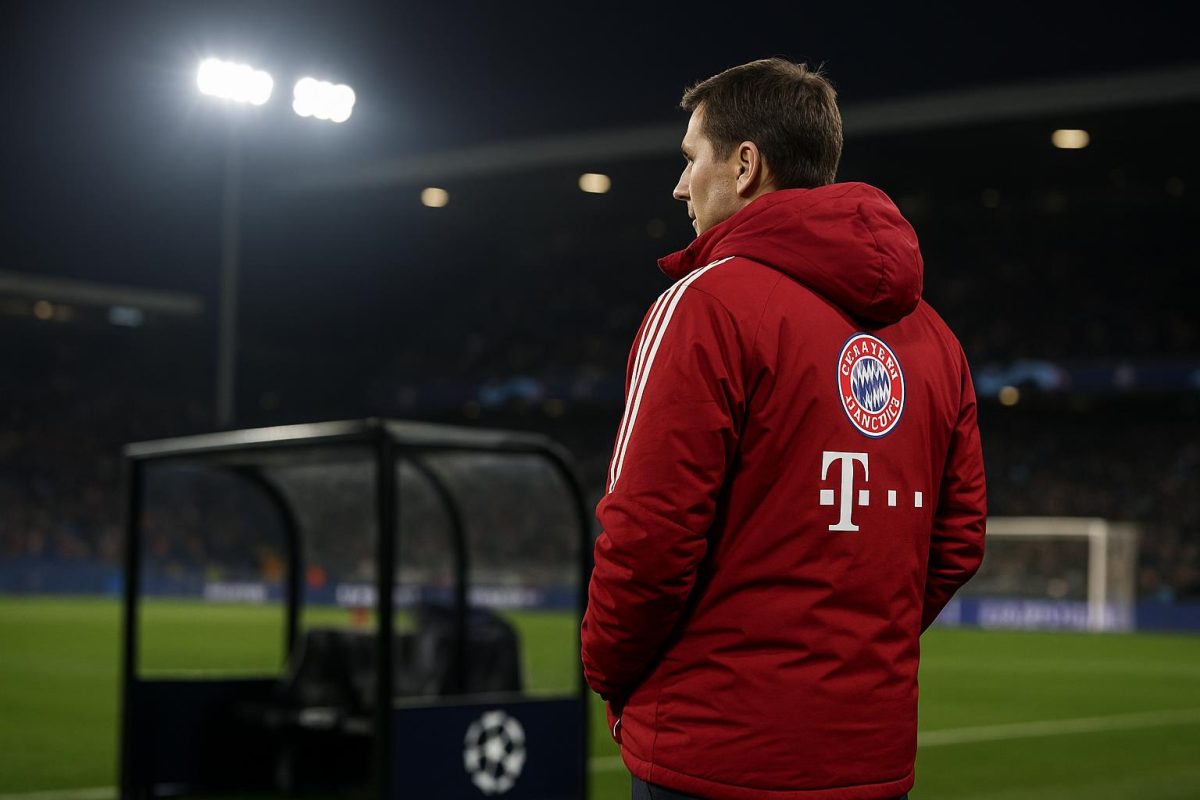 Vincent Kompany langs de zijlijn als coach van Bayern München