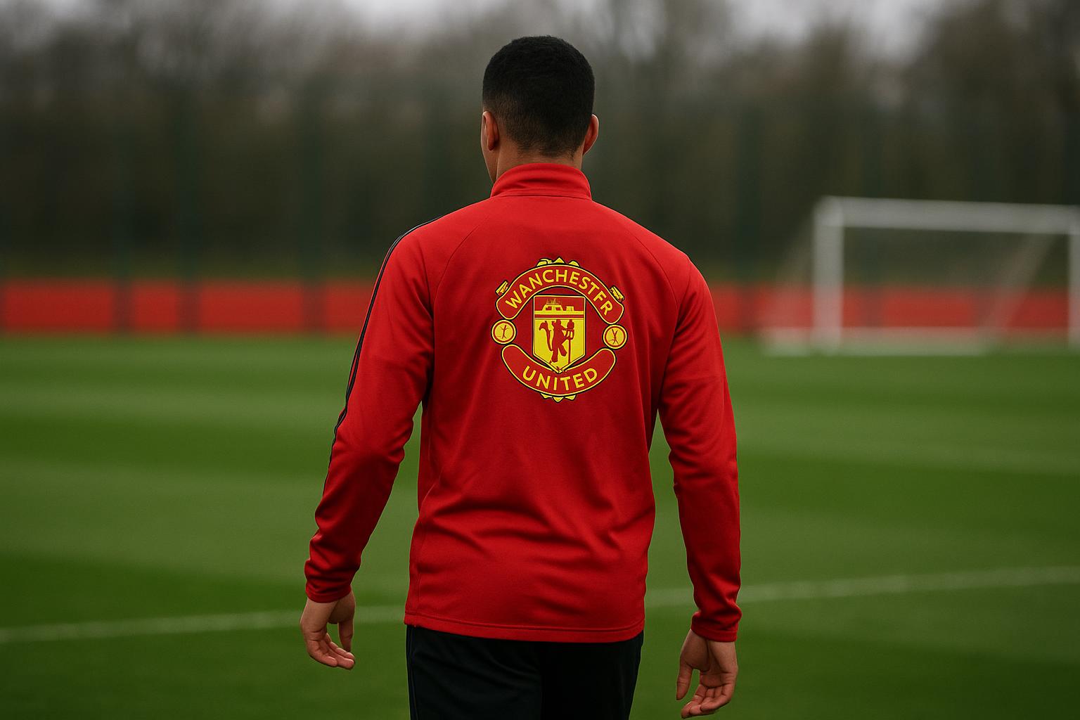 Manchester United op training met focus op een middenveldsituatie, zonder herkenbare gezichten.