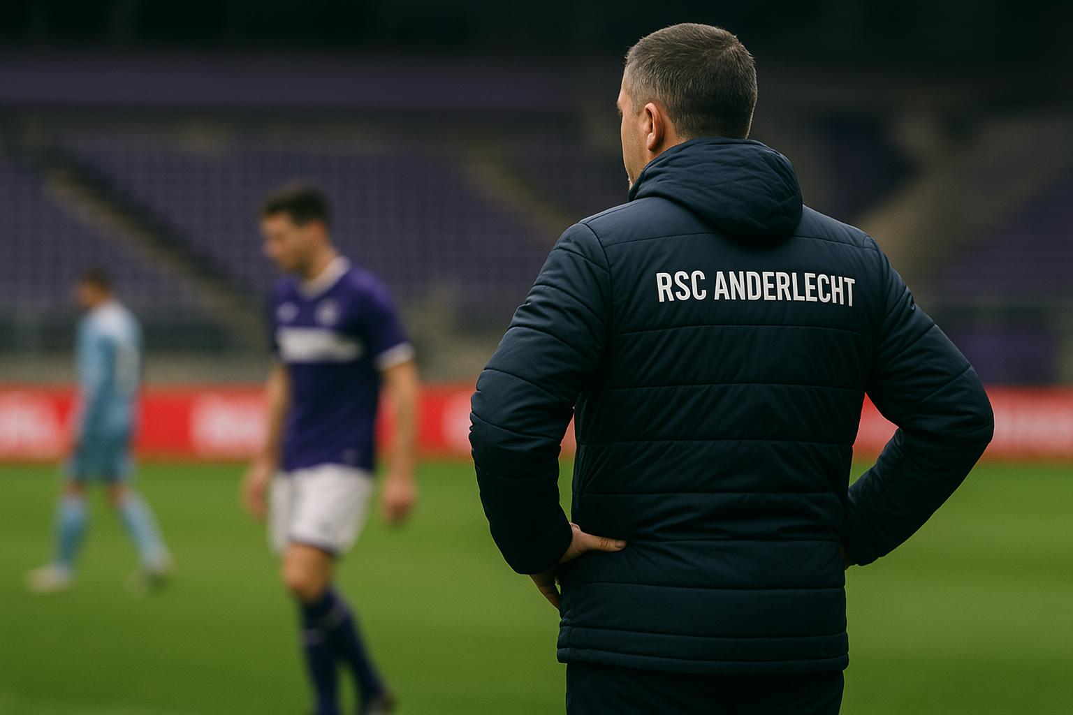 Jรฉrรฉmy Taravel langs de zijlijn bij Anderlecht tijdens de play-offs