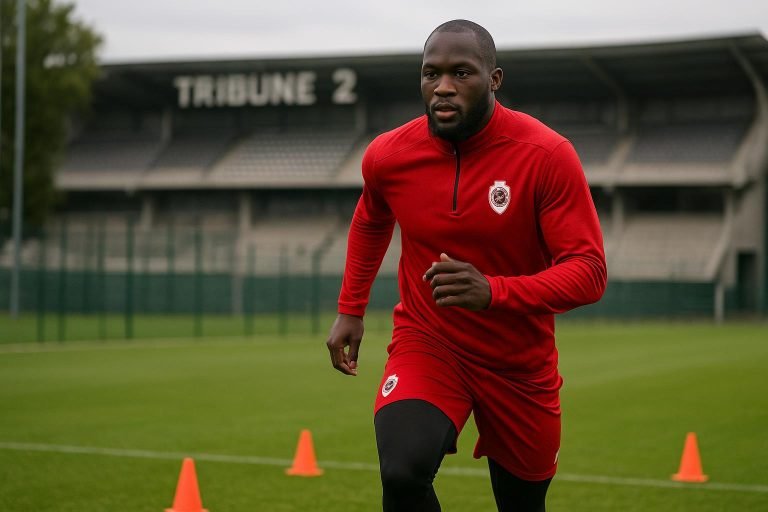 Trainingsvelden van Royal Antwerp FC op de Bosuil, waar Romelu Lukaku individueel revalideert achter Tribune 2